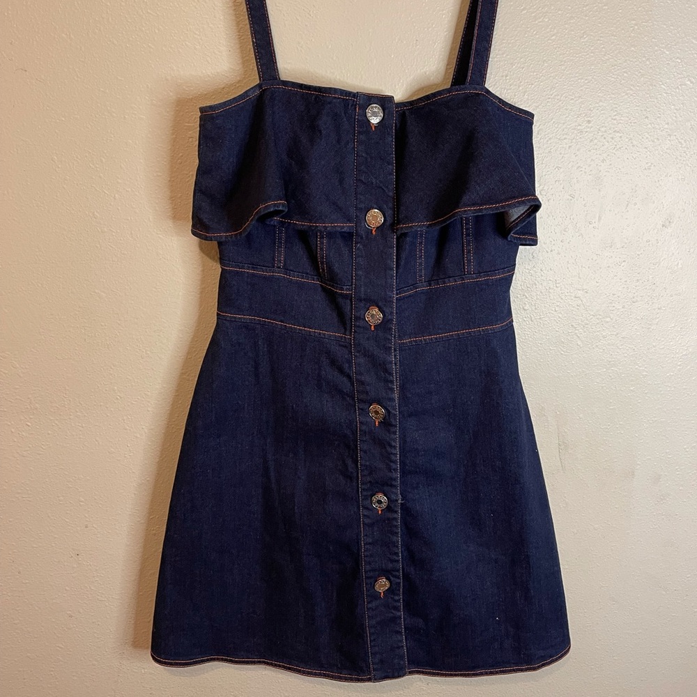See By Chloé Dark Indigo Denim Button-Front Mini Dress